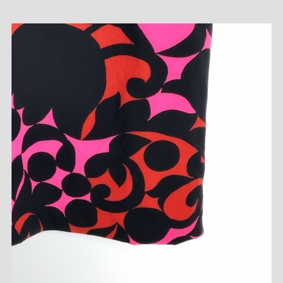 Ann Taylor Plus Size Shift Dress Sleeveless Retro Print Black Bright Pink Sz 16 - Picture 11 of 16